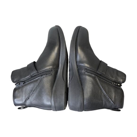 Skechers Womens 6 Arya Mod Squad Black Memory Foam Leather Ankle Wedge Booties - Picture 5 of 15